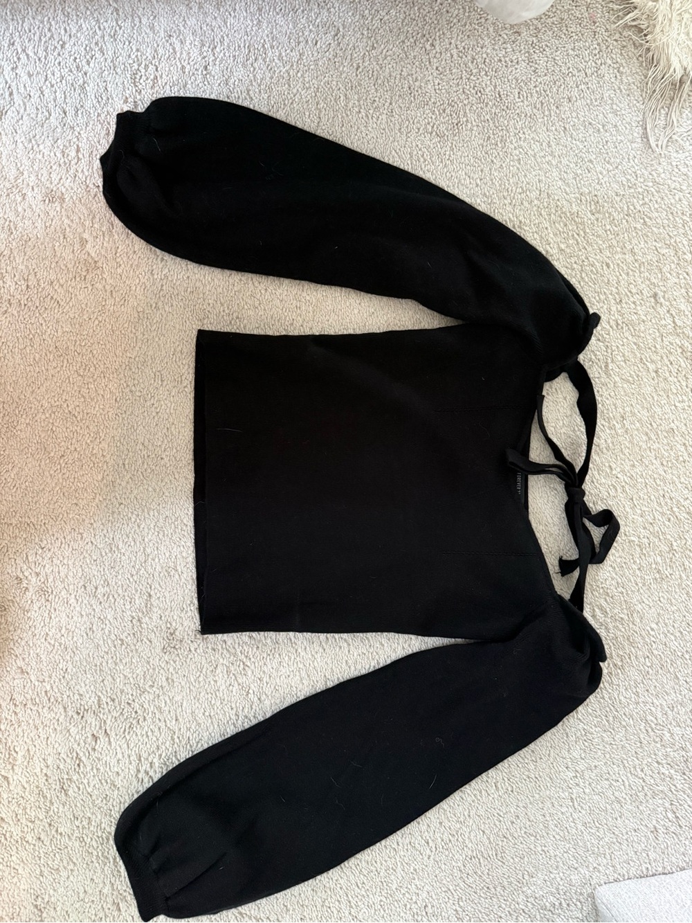 Forever 21 Black Off-Shoulder Puff Sleeve Sweater